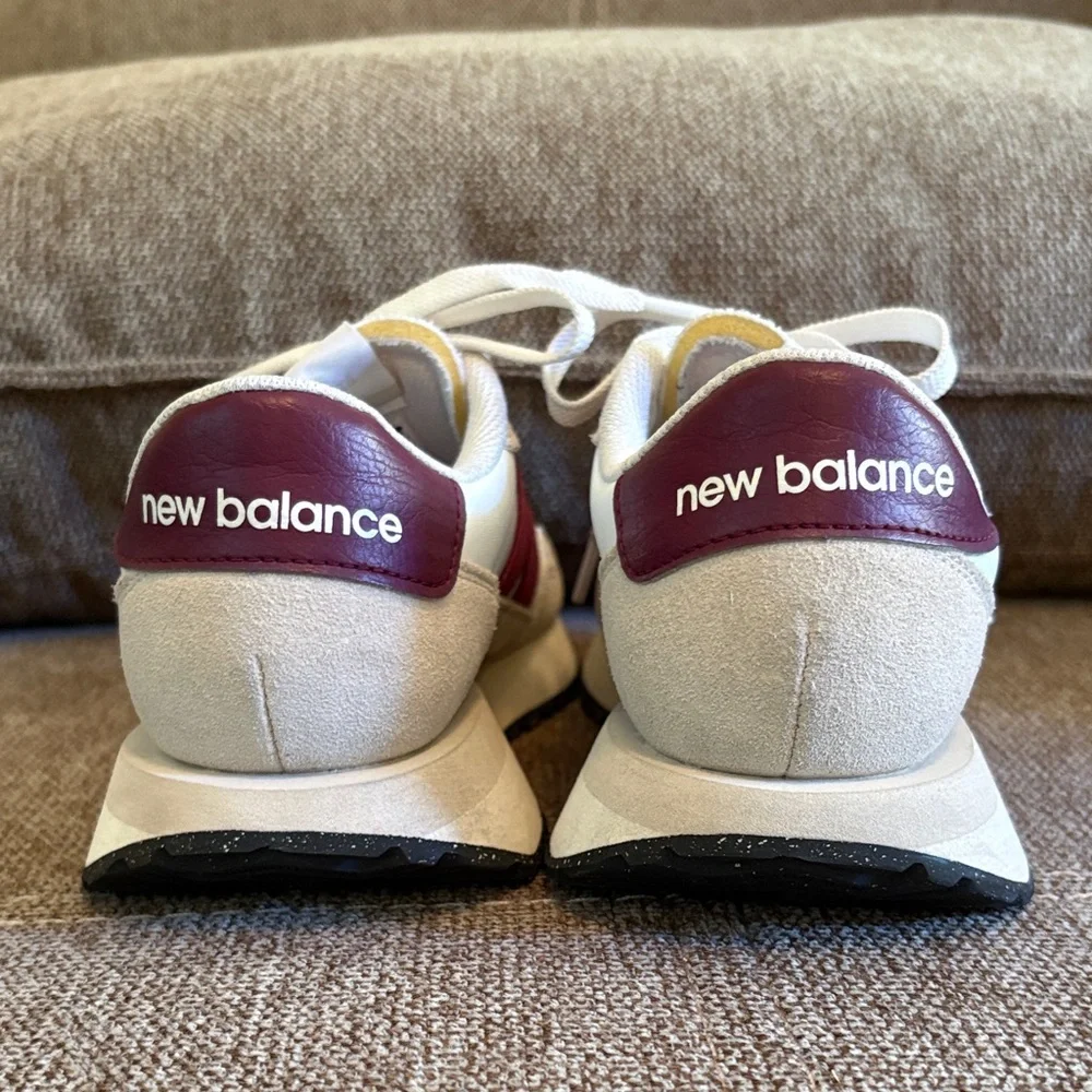 New Balance White and Burgundy Athletic Shoes - Picture 3 of 5